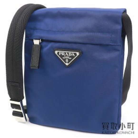 Prada Tessuto Bag Blue Nylon Messenger Crossbody Sacoche Triangle Shoulder - Picture 1 of 9